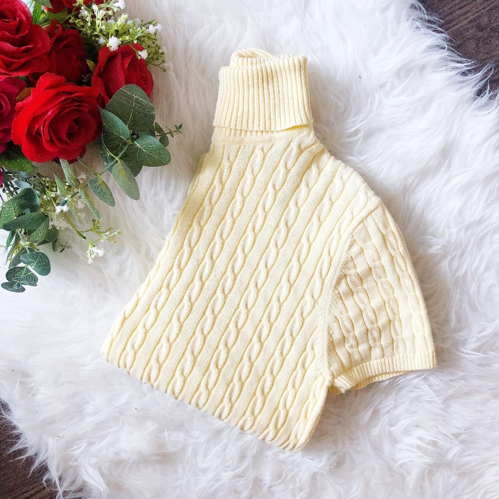VINTAGE CABLE KNIT SHORT SLEEVE TURTLENECK SWEATER